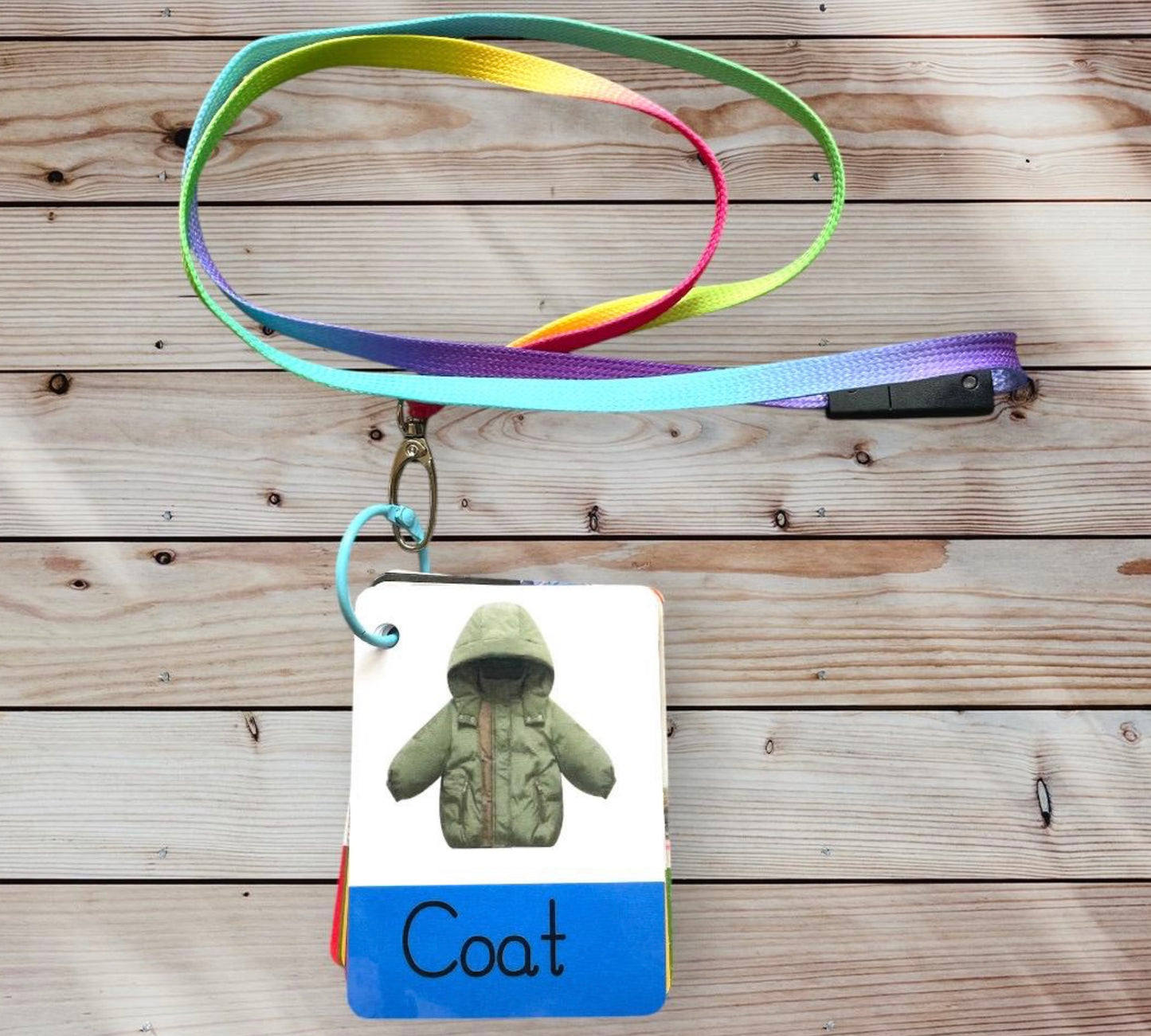 Personalised communication flashcards with lanyard, support cards for children with autism and language delay, SEND support