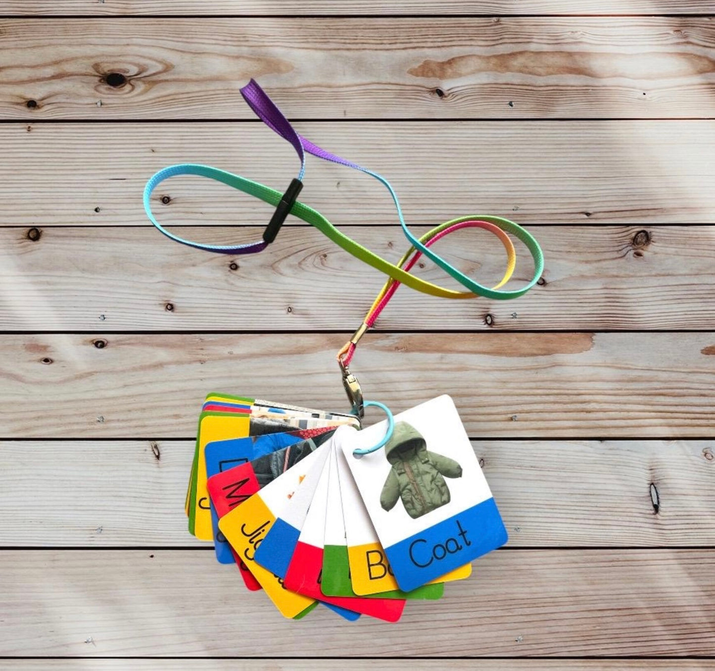 Personalised communication flashcards with lanyard, support cards for children with autism and language delay, SEND support