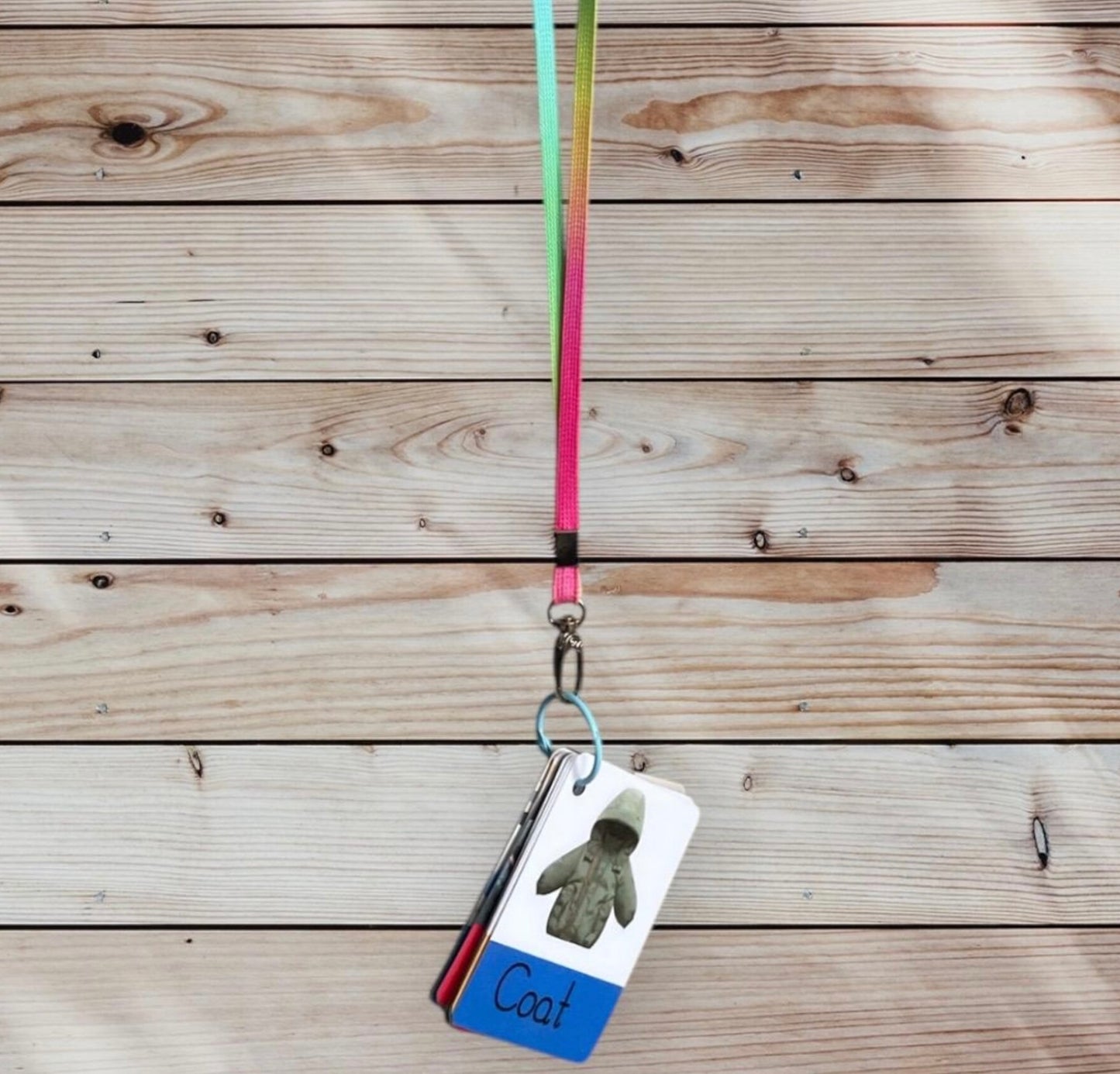Personalised communication flashcards with lanyard, support cards for children with autism and language delay, SEND support