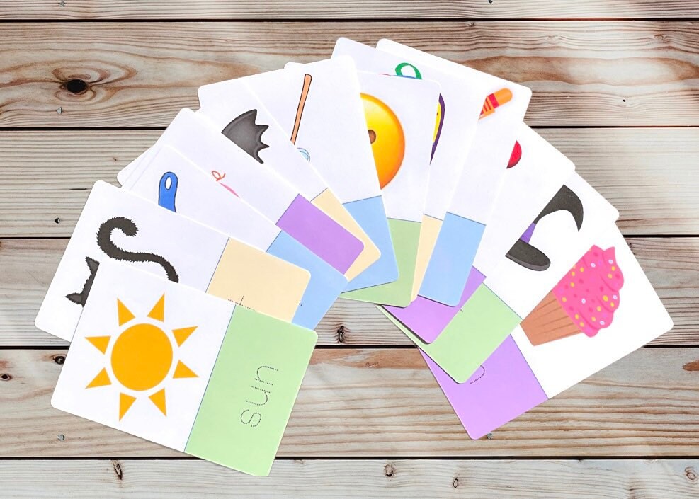 CVC word personalised tracing flashcards