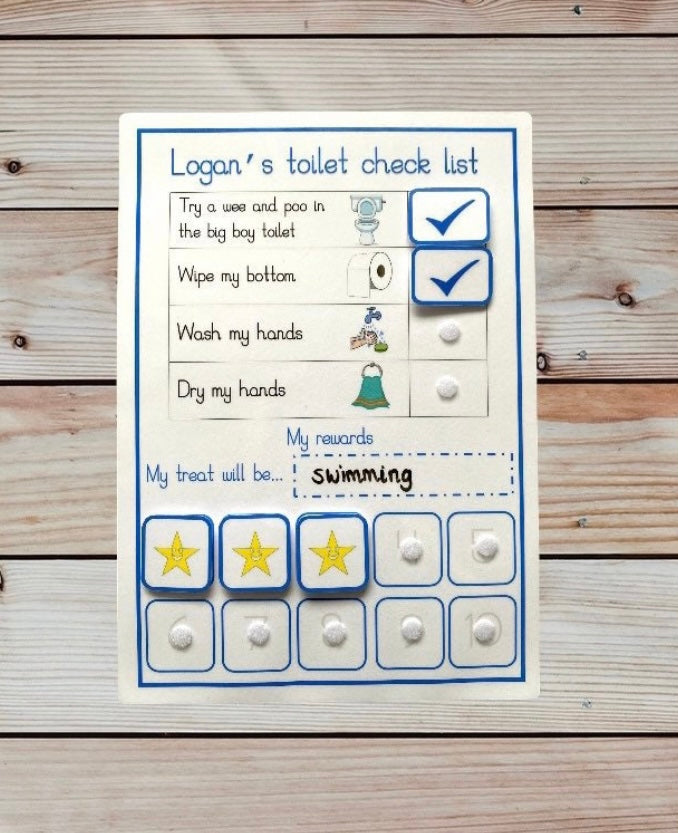 Personalised toilet training chart, potty training chart