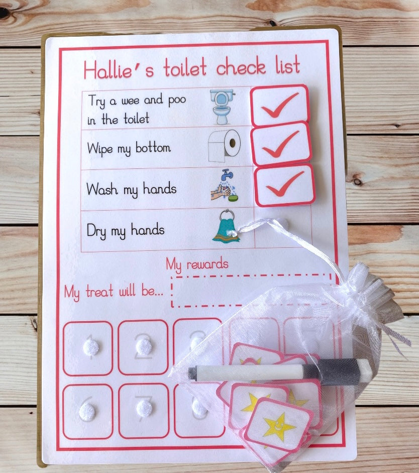 Personalised toilet training chart, potty training chart