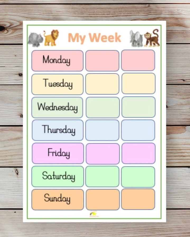 Personalised weekly routine chart