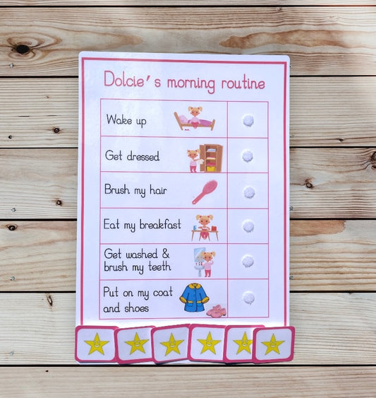 Personalised morning or bedtime routine chart