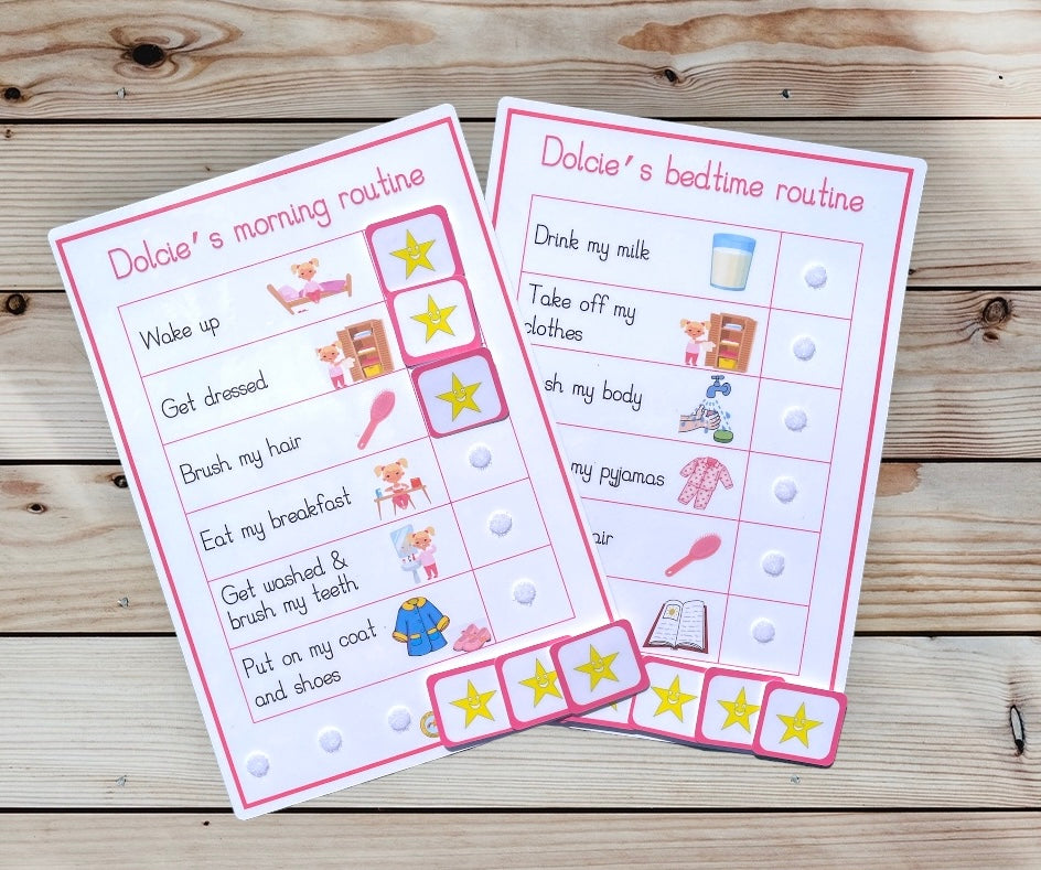 Personalised morning & bedtime routine chart bundle