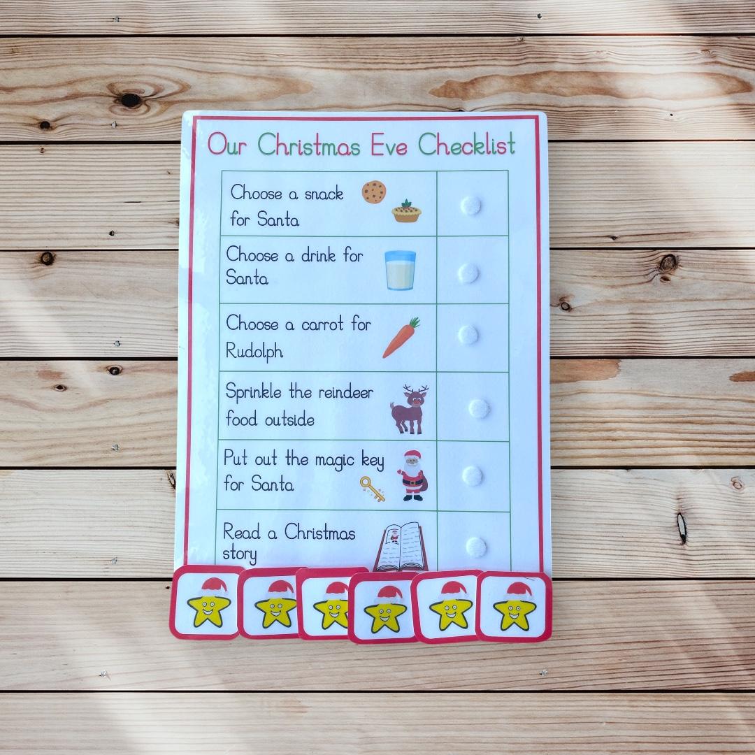 Personalised Christms Eve Checklist, Christmas Eve routine chart