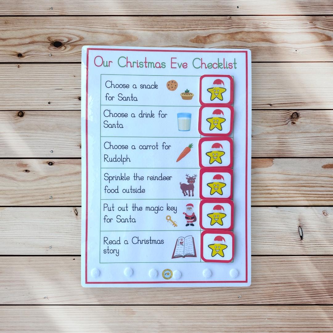 Personalised Christms Eve Checklist, Christmas Eve routine chart