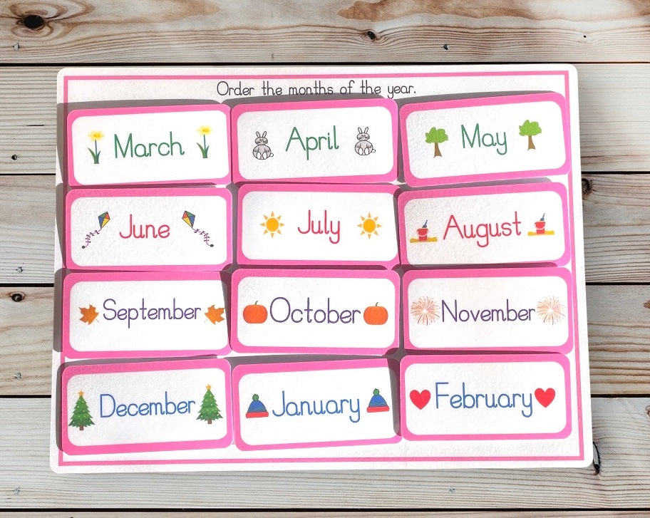 Months of the year sorting activity