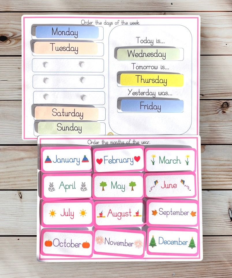 Days of the week & months of the year sorting activity