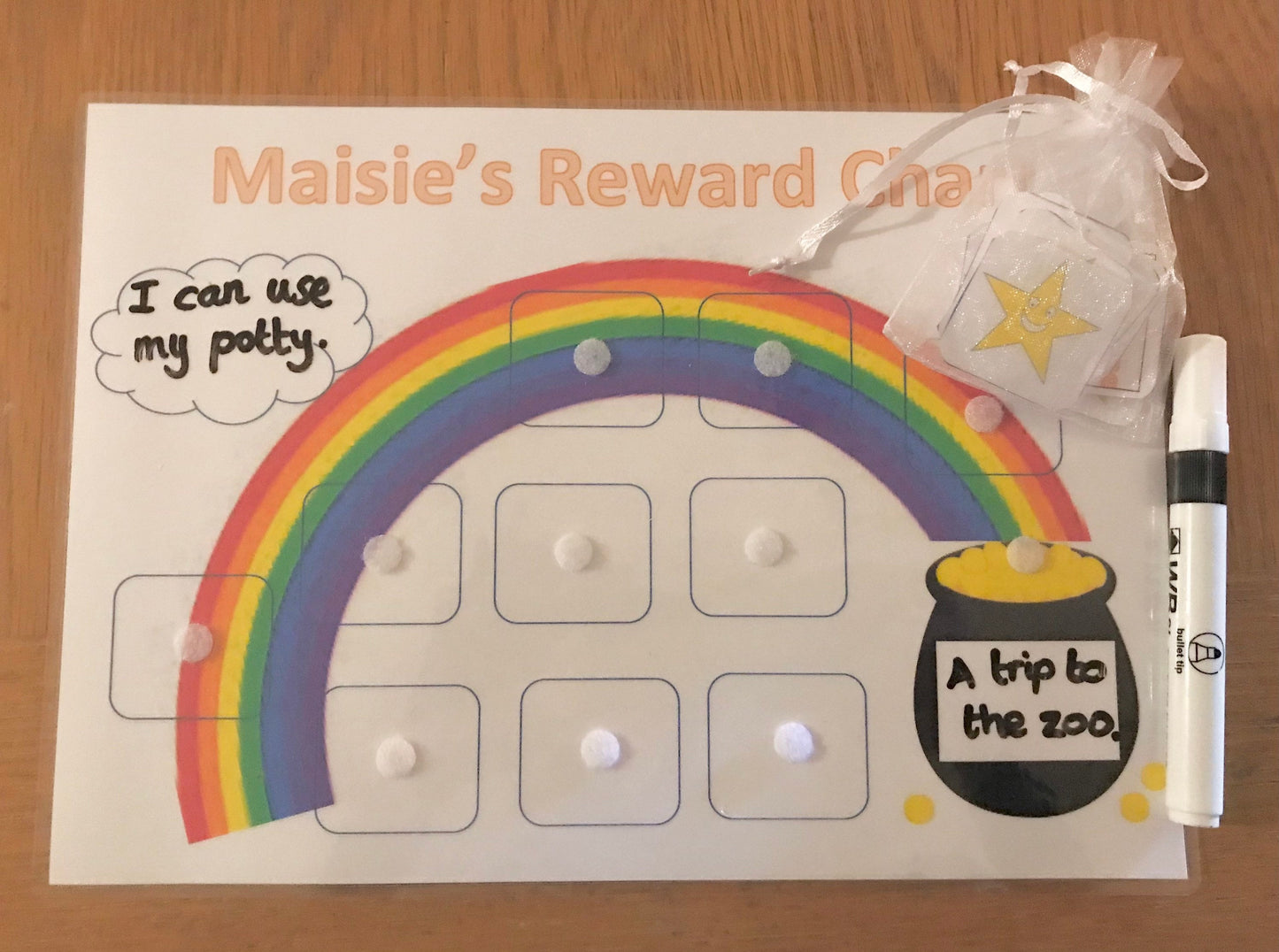 Personalised reward chart - rainbow and pot of gold