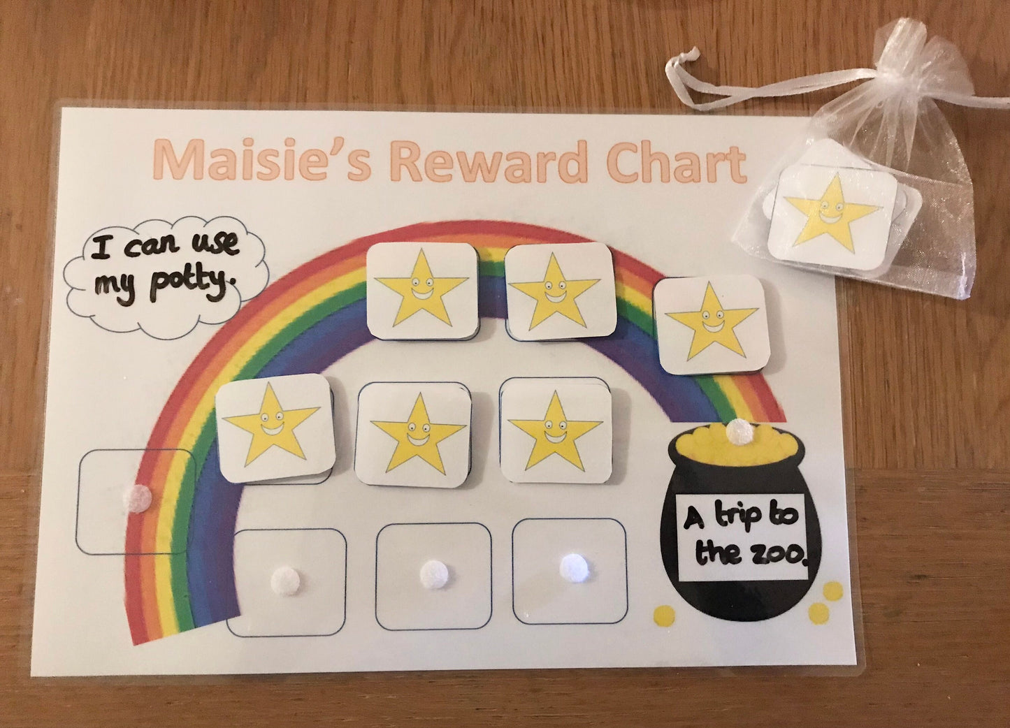 Personalised reward chart - rainbow and pot of gold