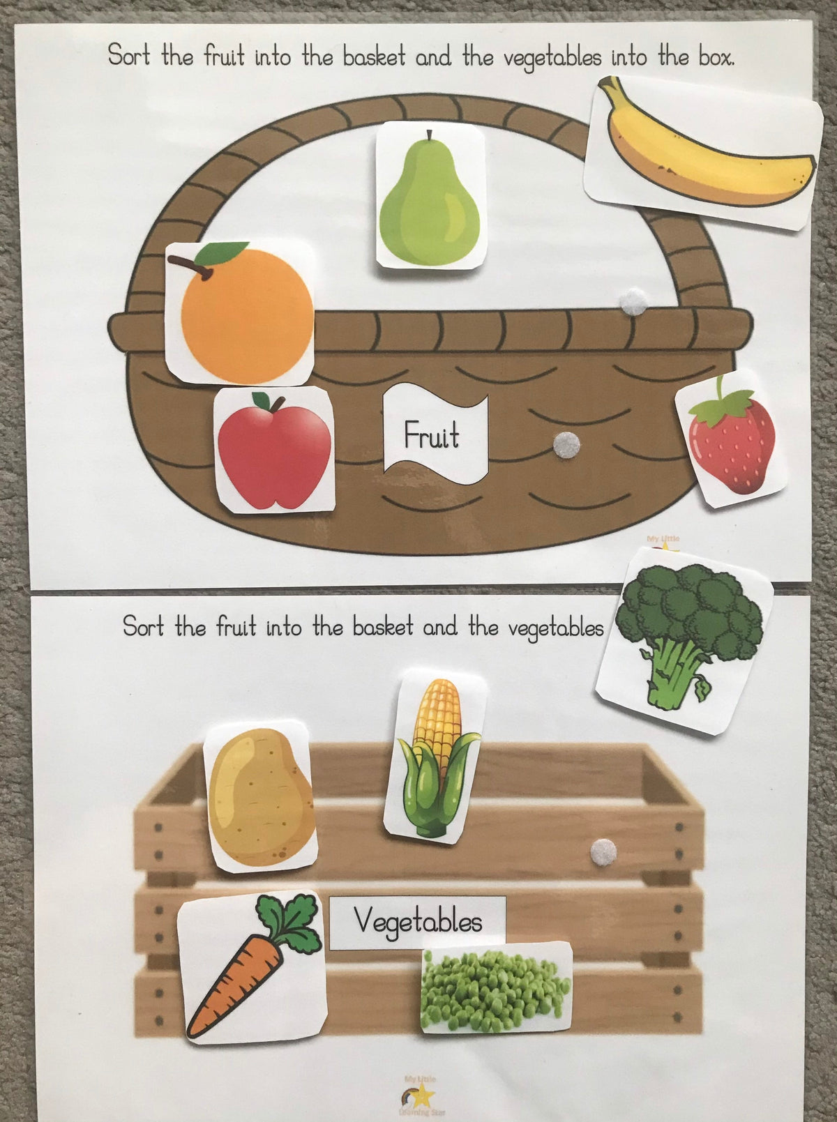 Vegetable Sort Fruit & vegetable sorting – My Little Learning Star