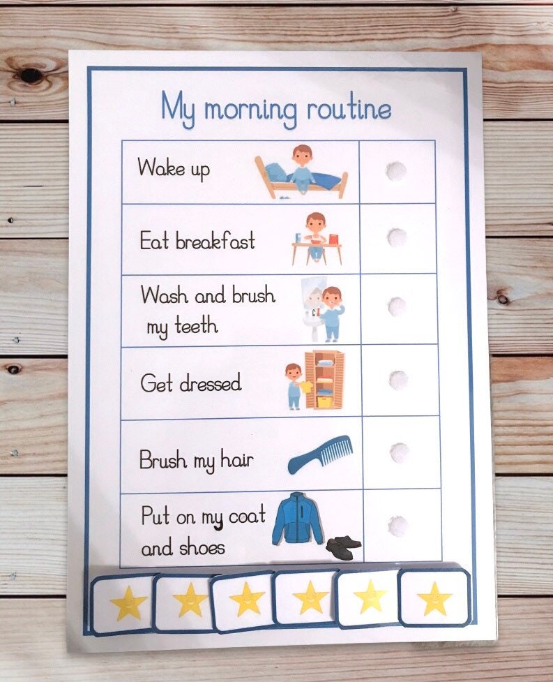 Personalised morning or bedtime routine chart