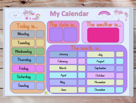 Interactive calendar - unicorn theme