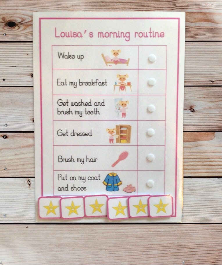 Personalised morning or bedtime routine chart