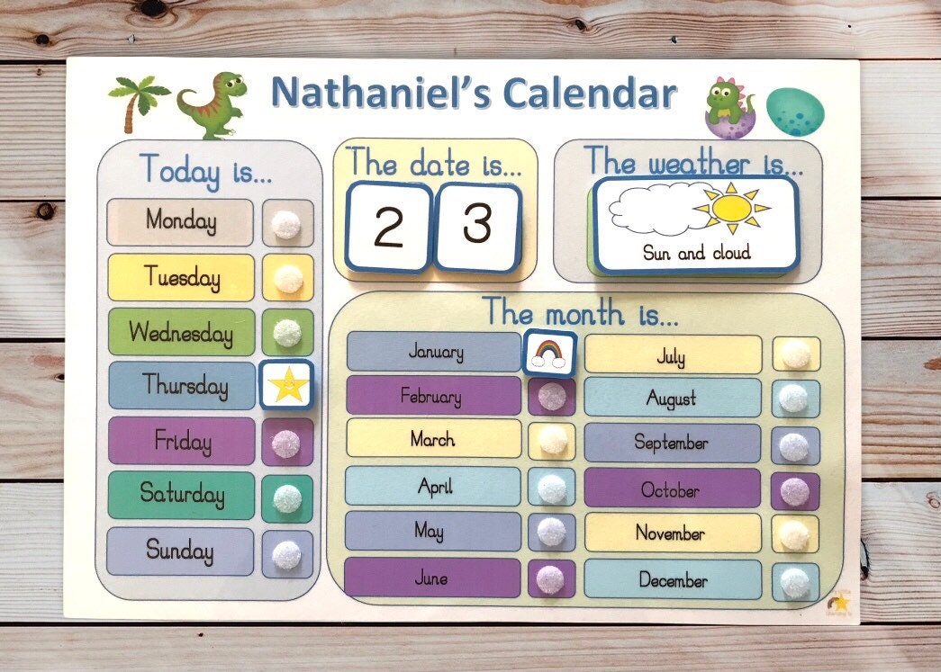 Interactive calendar - dinosaur theme