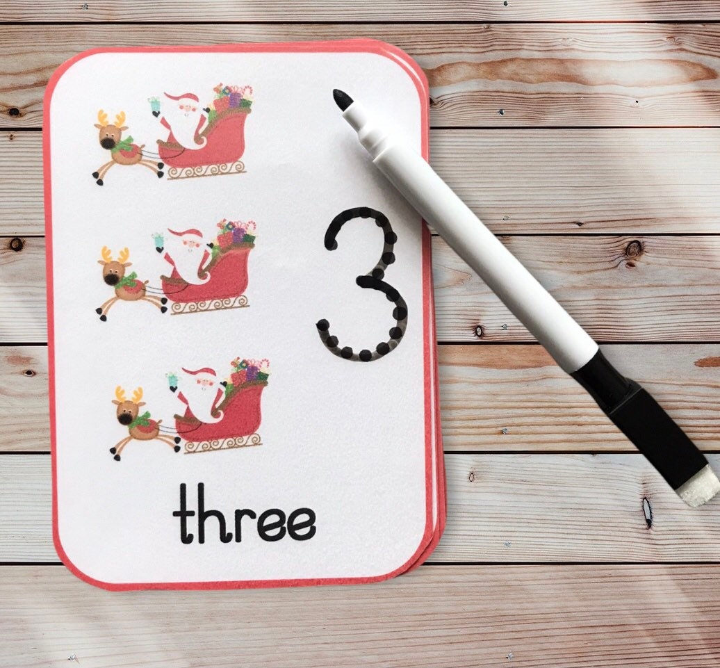 Christmas number flashcards