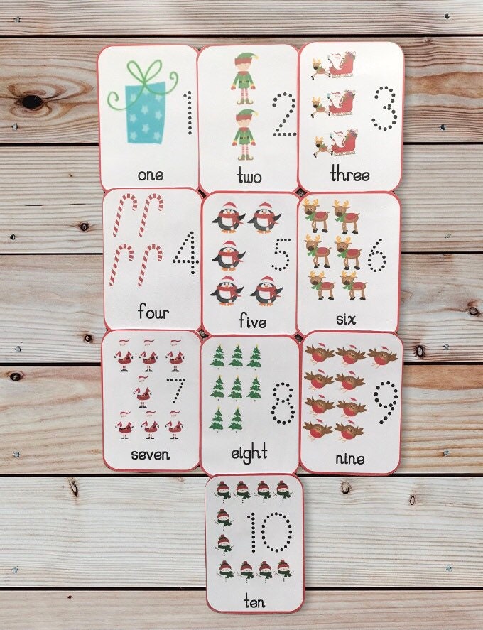 Christmas number flashcards