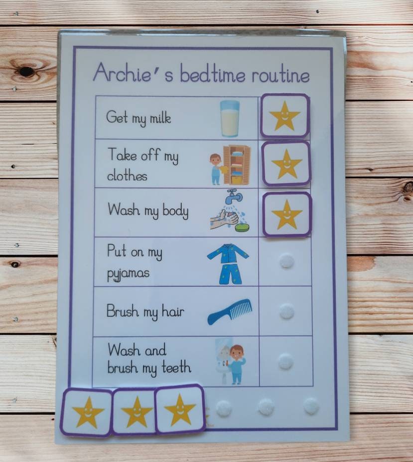 Personalised morning & bedtime routine chart bundle