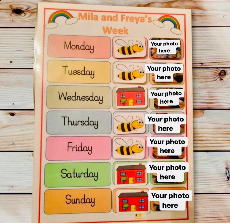 Personalised weekly routine chart