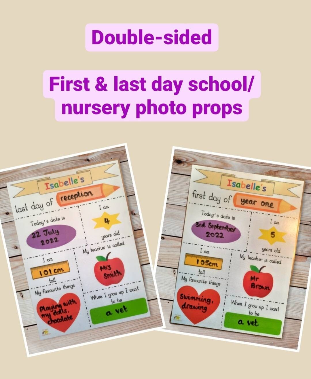 First & last day of school/nursery photo prop sign