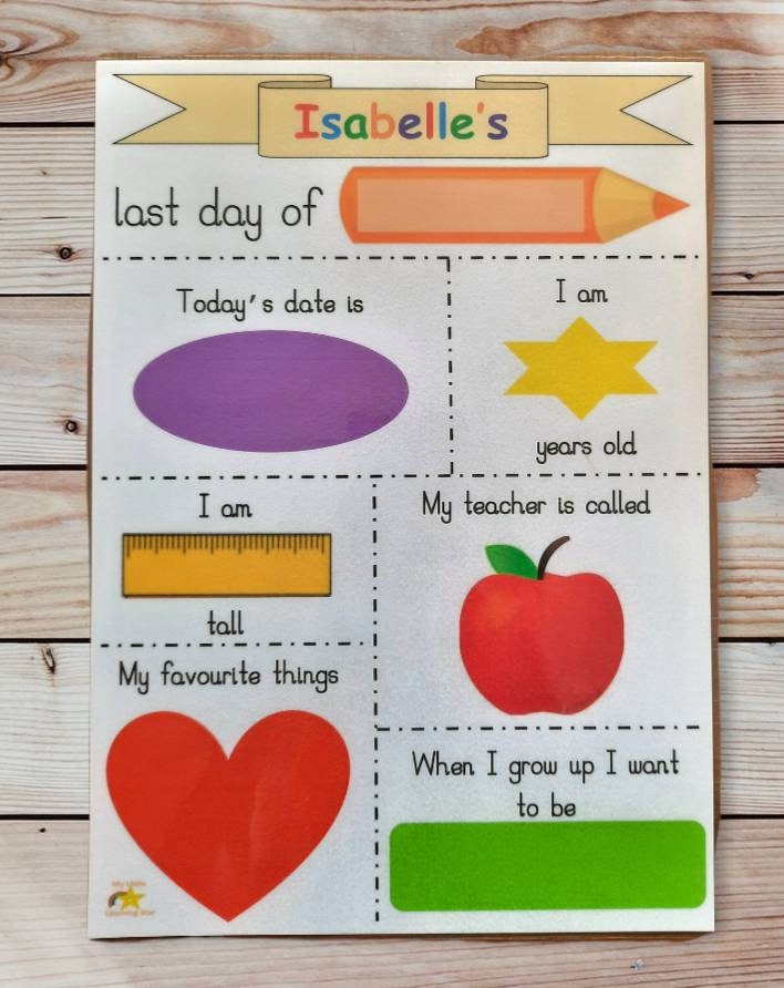 First & last day of school/nursery photo prop sign