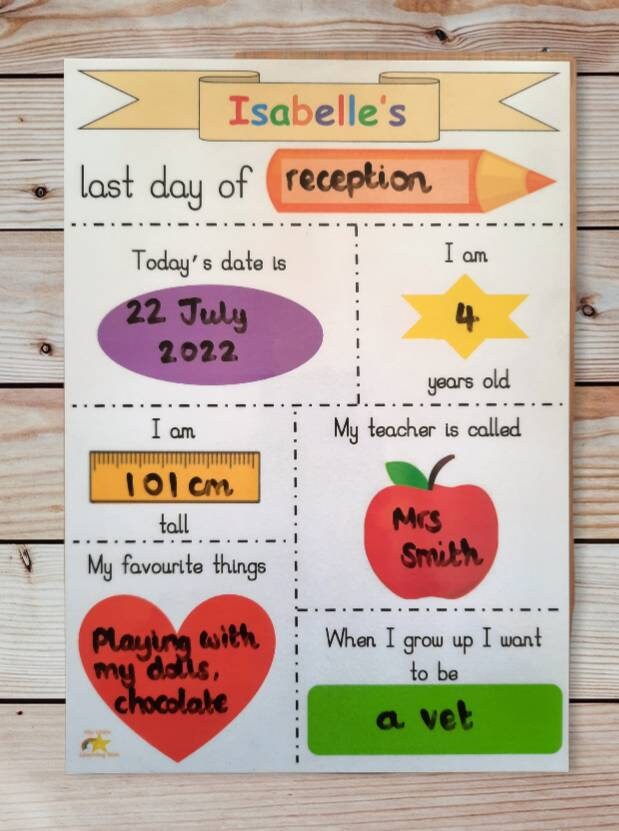 First & last day of school/nursery photo prop sign