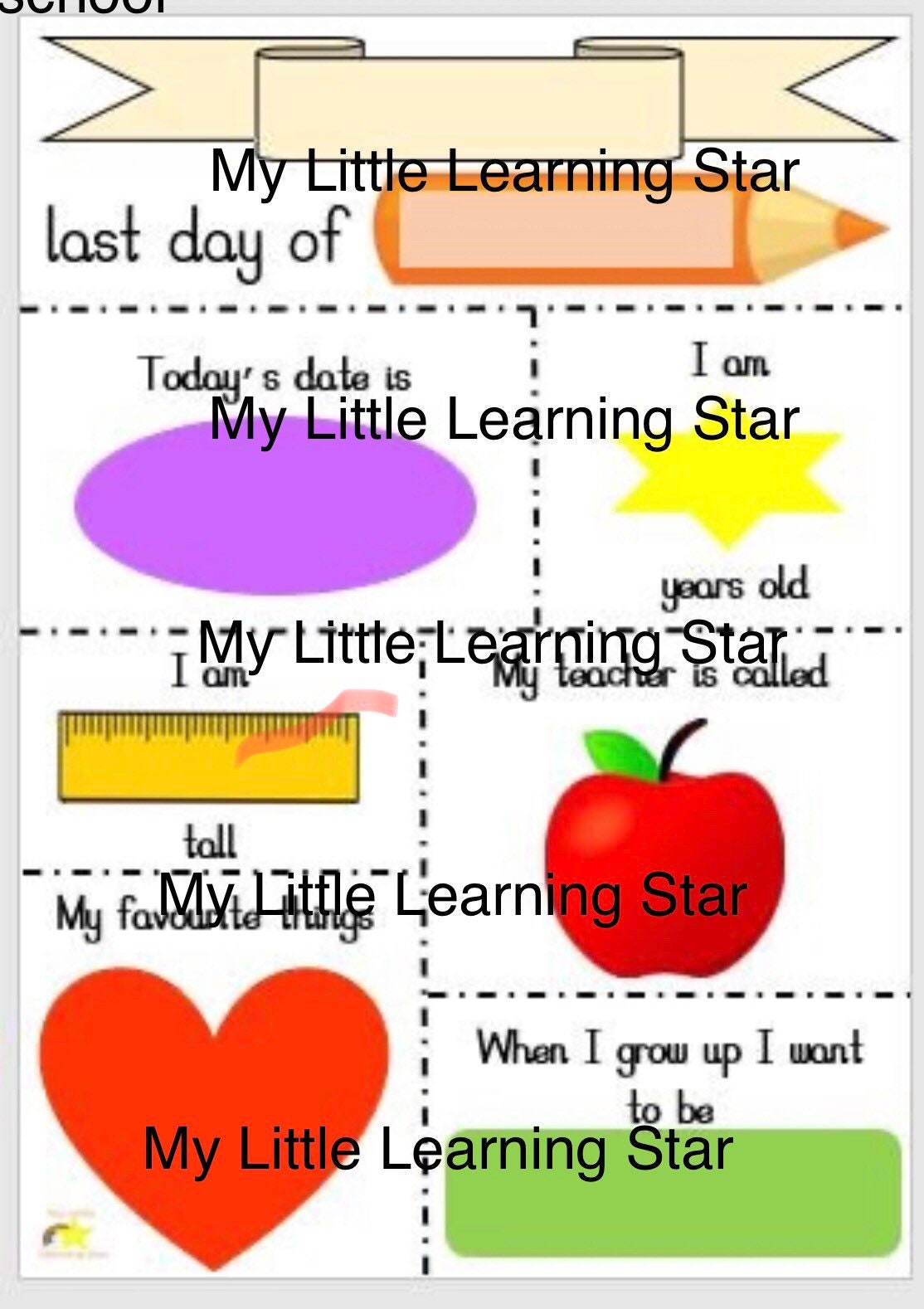 Last day of school/nursery photo prop sign - digital download