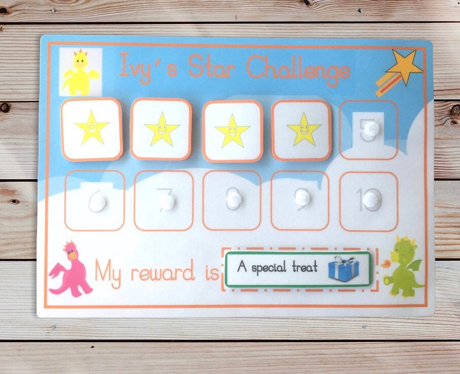 Personalised reward chart - dragon theme