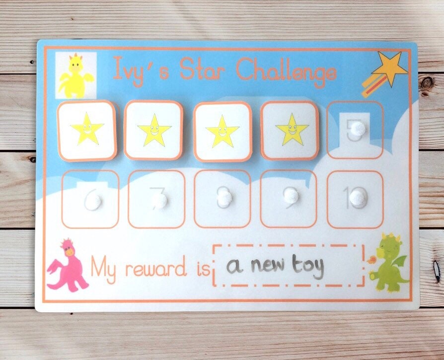 Personalised reward chart - dragon theme