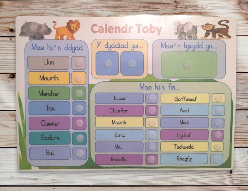 Interactive calendar (Welsh version) - various themes