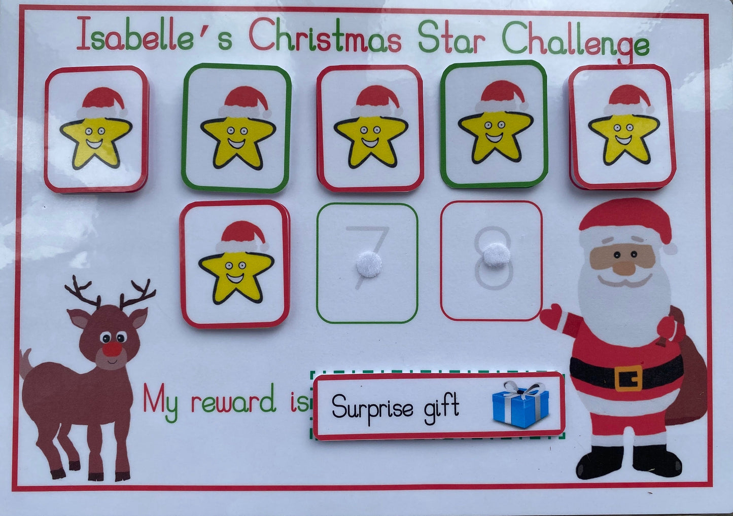 Personalised Christmas star challenge reward chart, Behaviour chart, Christmas gifts for children kids, toddler, school, learning