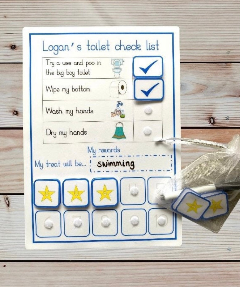 Personalised toilet training chart, potty training chart